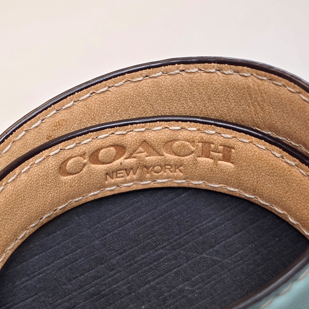 Coach Accessories Vintage Double Wrap Leather Turnlock Bracelet Eggshell Blue - Picture 3 of 9